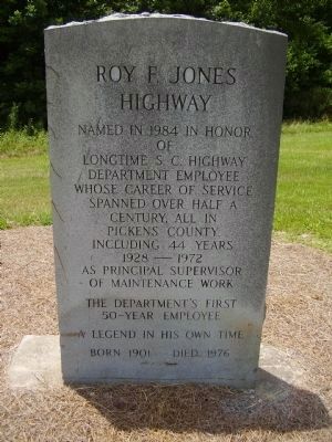 Roy F. Jones Highway Marker. Click for full size. Roy F. Jones Highway Marker image. Click for full size.