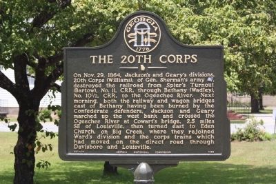 The 20th Corps Marker image. Click for full size.