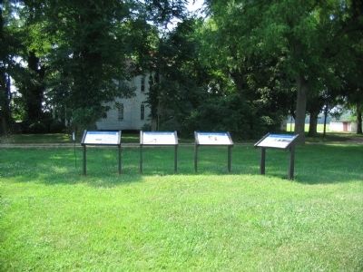 Wayside Type Markers at the Entrance to the Slaughter Pen Farm image. Click for full size.