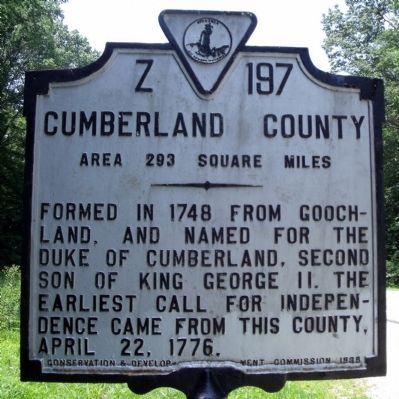 Cumberland County Marker image. Click for full size.