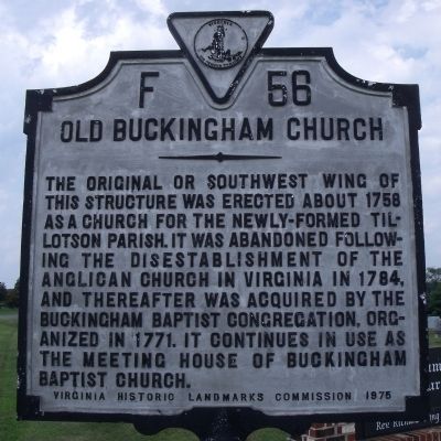 Old Buckingham Church Marker image. Click for full size.