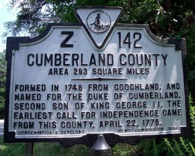 Cumberland County Marker image. Click for full size.