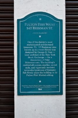 Fulton Fish Waist - 142 Beekman Street Marker image. Click for full size.