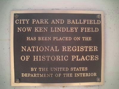 City Park and Ballfield National Register Plaque image. Click for full size.