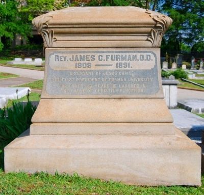 James Clement Furman Tombstone -<br>Springwood Cemetery, Greenville, SC. Click for full size. James Clement Furman Tombstone -<br>Springwood Cemetery, Greenville, SC image. Click for full size.