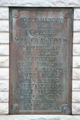 To the Memory of Colonel Wm. Crawford Marker. Click for full size. To the Memory of Colonel Wm. Crawford Marker image. Click for full size.