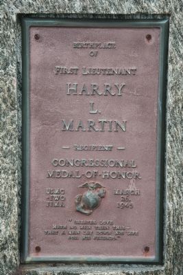 First Lieutenant Harry L. Martin Marker. Click for full size. First Lieutenant Harry L. Martin Marker image. Click for full size.