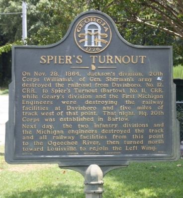 Spier's Turnout Marker. Click for full size. Spier's Turnout Marker image. Click for full size.