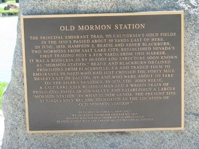 Old Mormon Station Marker. Click for full size. Old Mormon Station Marker image. Click for full size.