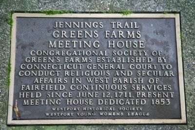 Greens Farms Meeting House Marker. Click for full size. Greens Farms Meeting House Marker image. Click for full size.