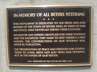 In Memory of All Bethel Veterans Marker image. Click for full size.