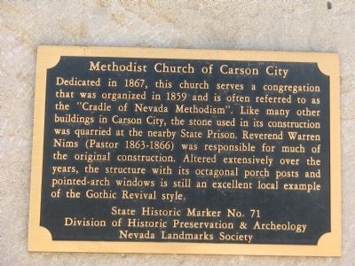Methodist Church of Carson City Marker. Click for full size. Methodist Church of Carson City Marker image. Click for full size.