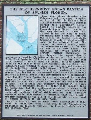 Northern Most Known Bastion of Spanish Florida Marker image. Click for full size.