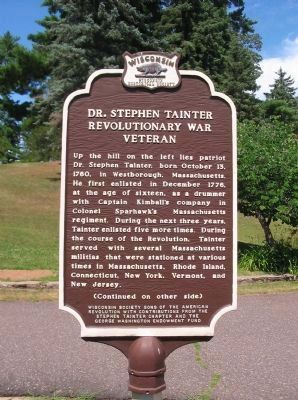 Dr. Stephen Tainter Marker <i>(front)</i> image. Click for full size.