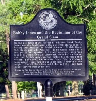 Bobby Jones and the Beginning of the Grand Slam Marker image. Click for full size.