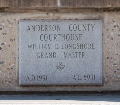 Anderson County Court House Cornerstone -<br>Located on Northwest Corner image. Click for full size.