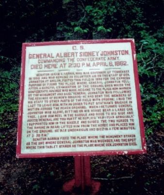 General Albert Sidney Johnston Tablet image. Click for full size.