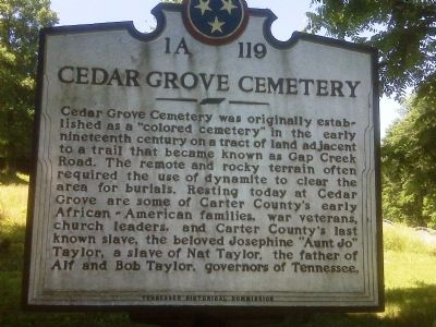 Cedar Grove Cemetery Marker. Click for full size. Cedar Grove Cemetery Marker image. Click for full size.