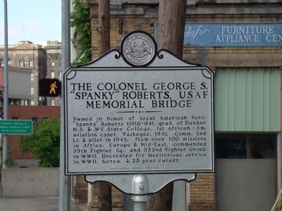 The Colonel George S. “Spanky” Roberts, USAF Memorial Bridge Marker image. Click for full size.