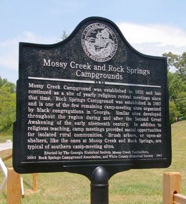 Mossy Creek and Rock Springs Campgrounds Marker. Click for full size. Mossy Creek and Rock Springs Campgrounds Marker image. Click for full size.