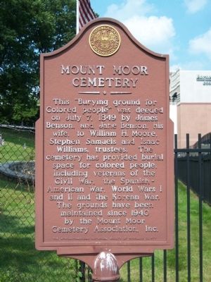 Mount Moor Cemetery Marker. Click for full size. Mount Moor Cemetery Marker image. Click for full size.