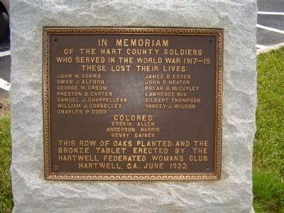 Hart County World War I Marker image. Click for full size.
