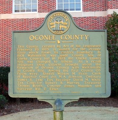 Oconee County Marker. Click for full size. Oconee County Marker image. Click for full size.