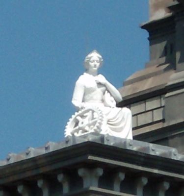 Statue top of Clinton County Courthouse image. Click for full size.