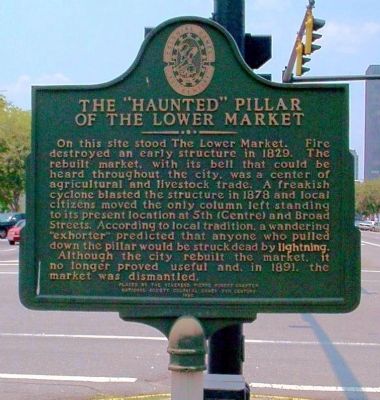 The “Haunted” Pillar of the Lower Market Marker image. Click for full size.