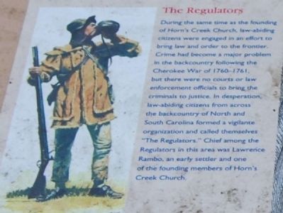 Horn's Creek Church Marker - The Regulators. Click for full size. Horn's Creek Church Marker - The Regulators image. Click for full size.