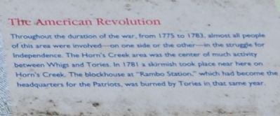 Horn's Creek Church Marker - The American Revolution. Click for full size. Horn's Creek Church Marker - The American Revolution image. Click for full size.