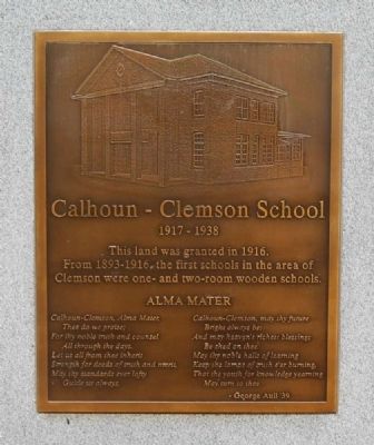 Calhoun - Clemson School Marker - Front. Click for full size. Calhoun - Clemson School Marker - Front image. Click for full size.