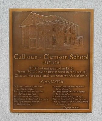 Calhoun - Clemson School Marker - Front image. Click for full size.