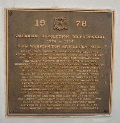Washington Artillery Park Marker - Panel 1. Click for full size. Washington Artillery Park Marker - Panel 1 image. Click for full size.
