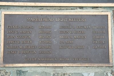 Marblehead Light Keepers Marker image. Click for full size.