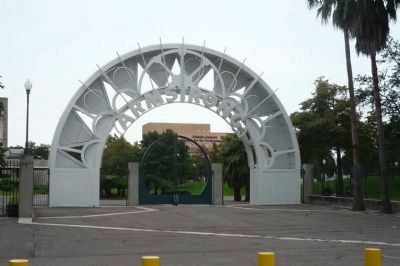 Louis Armstrong Park, gateway at N. Rampart and Dumaine Streets. Click for full size. Louis Armstrong Park, gateway at N. Rampart and Dumaine Streets image. Click for full size.