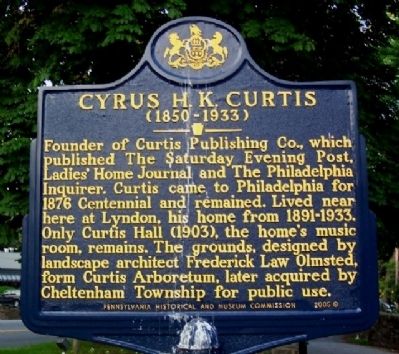 Cyrus H. K. Hurtis Marker. Click for full size. Cyrus H. K. Hurtis Marker image. Click for full size.