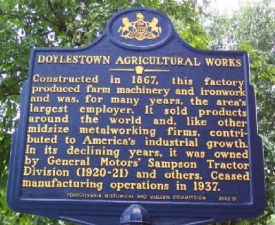 Doylestown Agricultural Works Marker image. Click for full size.
