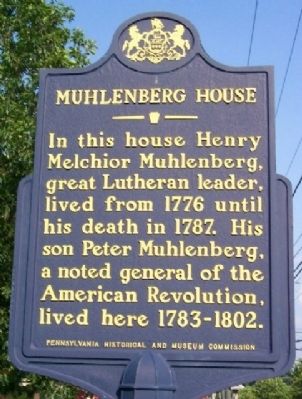 Muhlenberg House Marker image. Click for full size.