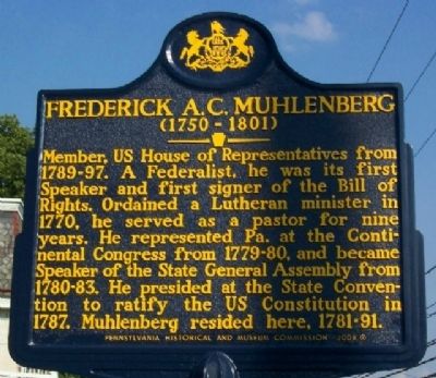 Frederick A. C. Muhlenberg Marker image. Click for full size.