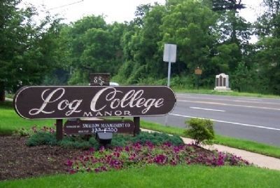 Looking Across York Road to Log College Markers image. Click for full size.