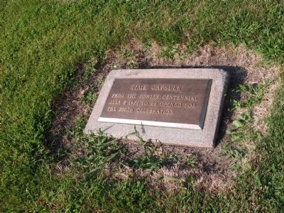 Time Capsule Plaque to Left of Flag Pole... image. Click for full size.