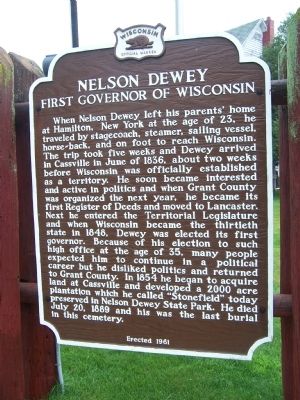 Nelson Dewey, First Governor of Wisconsin Marker image. Click for full size.
