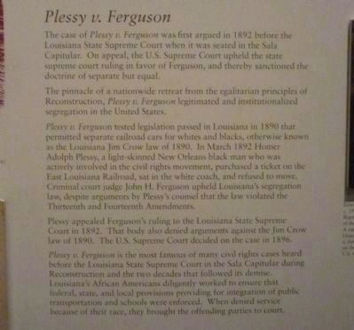 Plessy vs. Ferguson - interior Louisiana State Museum panel image. Click for full size.