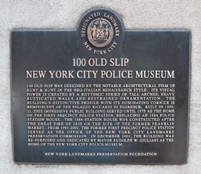 100 Old Slip - New York City Police Museum Marker image. Click for full size.