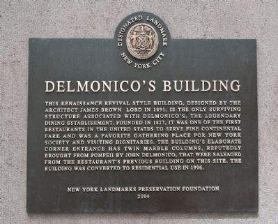 DelMonico's Building Marker image. Click for full size.