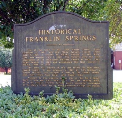 Historical Franklin Springs Marker image. Click for full size.