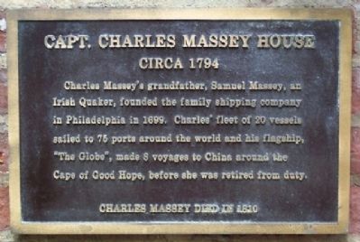 Capt. Charles Massey House Marker. Click for full size. Capt. Charles Massey House Marker image. Click for full size.