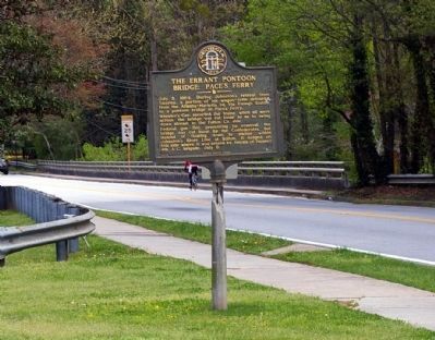 The Errant Pontoon Bridge: Paces Ferry Marker image. Click for full size.