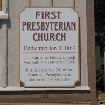 First Presbyterian Church Marker. Click for full size. First Presbyterian Church Marker image. Click for full size.